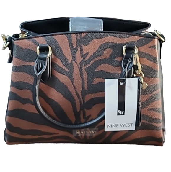 Nine West Handbags - NINE WEST WOMEN'S BLACK AND SADDLE TAN PURSE
